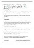 Missouri Hunters Education Exam Questions with Complete Solutions Rated A&plus;