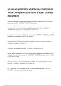 Missouri permit test practice Questions With Complete Solutions Latest Update 2025&sol;2026