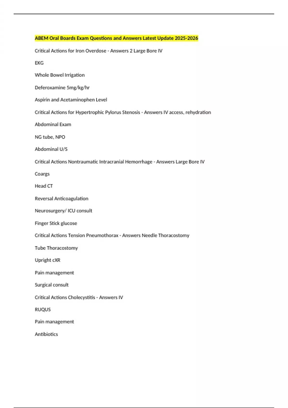 ABEM Oral Boards Exam Questions and Answers Latest Update - ABEM Oral ...