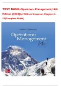 TEST BANK-Operations Management&comma;14th Edition &lpar;2020&rpar; by William Stevenson Chapters 1-19&lpar;Complete Guide&rpar;