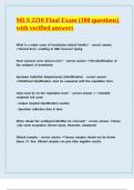 MLS 2210 Final Exam &lpar;100 questions&rpar; with verified answers 