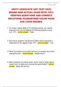 UNITY ASSOCIATE ART TEST 2025&vert;  BRAND NEW ACTUAL EXAM WITH 100&percnt;  VERIFIED QUESTIONS AND CORRECT  SOLUTIONS&vert; GUARANTEED VALUE PACK&vert;  ACE YOUR GRADES&period; 