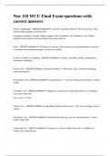 Nur 110 WCU Final Exam questions with correct answers