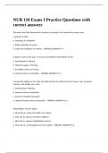 NUR 110 Exam 1 Practice Questions with correct answers
