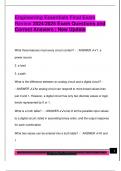 Engineering Essentials Final Exam  Review 2024&sol;2025 Exam Questions and  Correct Answers &vert; New Update