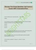Elevator Test Exam Questions And Answers &vert;Latest 2025 &vert; Guaranteed Pass&period;