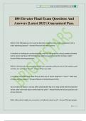 100 Elevator Final Exam Questions And Answers &vert;Latest 2025 &vert; Guaranteed Pass&period;