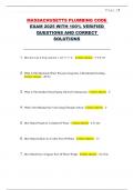 MASSACHUSETTS PLUMBING CODE  EXAM 2025 WITH 100&percnt; VERIFIED  QUESTIONS AND CORRECT  SOLUTIONS 