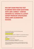  NYS EMT EXAM PRACTICE TEST &num;1&vert;BRAND NEW EXAM QUESTIONS WITH 100&percnt; CORRECT  VERIFIED ANSWERS ALL GRADED A&plus;&vert;LATEST EXPERT PREMIUM UPDATE&lpar;2025-2026&rpar;&vert;100&percnt; GUARANTEED SUCCESS&period;