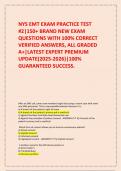  NYS EMT EXAM PRACTICE TEST &num;2&vert;150&plus; BRAND NEW EXAM QUESTIONS WITH 100&percnt; CORRECT VERIFIED ANSWERS&comma; ALL GRADED A&plus;&vert;LATEST EXPERT PREMIUM UPDATE&lpar;2025-2026&rpar;&vert;100&percnt; GUARANTEED SUCCESS&period;