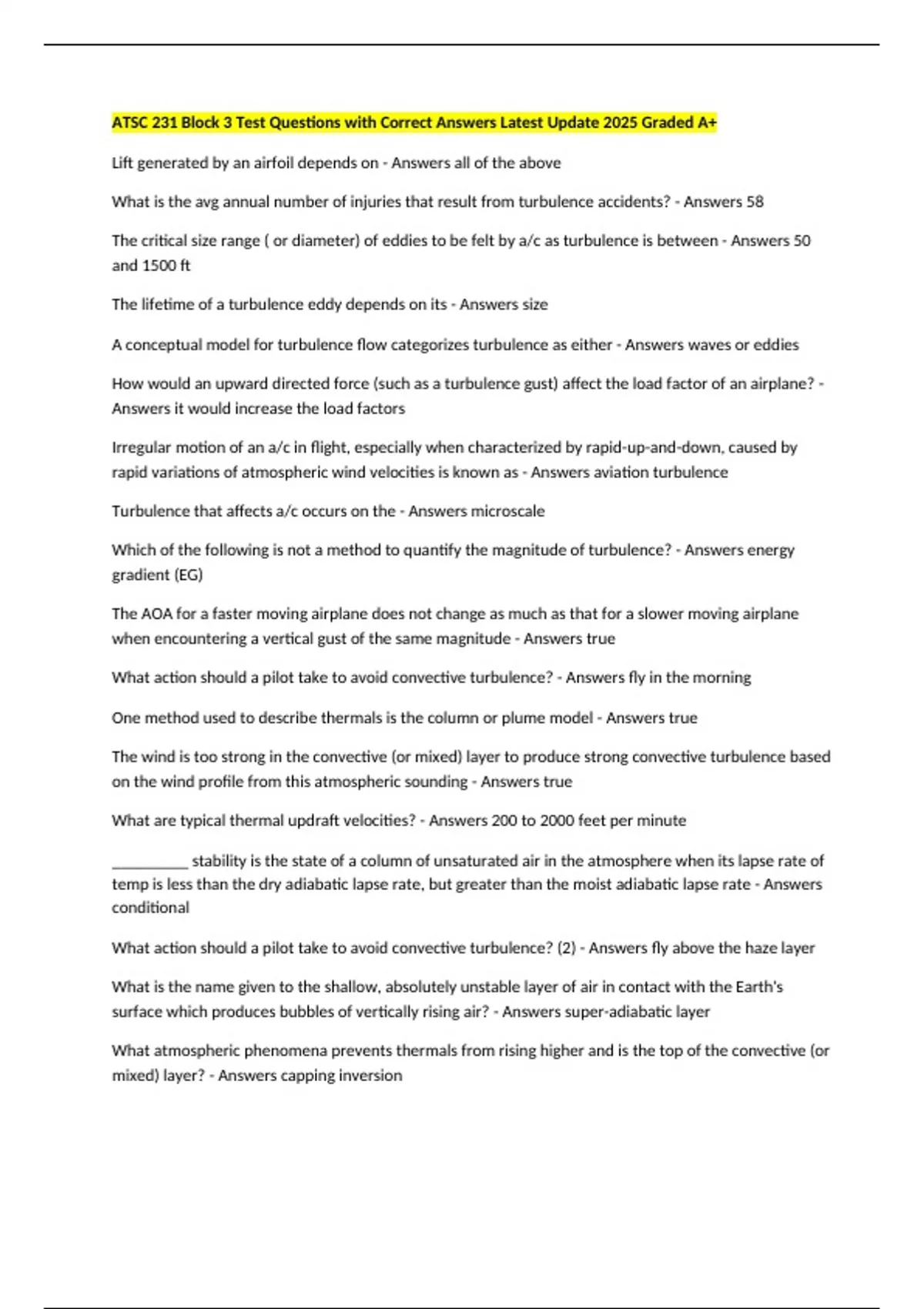 Atsc 231 Block 3 Test Questions With Correct Answers Latest Update 2025