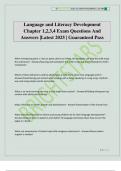 Language and Literacy Development Chapter 1&comma;2&comma;3&comma;4 Exam Questions And Answers &vert;Latest 2025 &vert; Guaranteed Pass