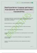 Final Exam Review &lpar;Language and Literacy&rpar; Exam Questions And Answers &vert;Latest 2025 &vert; Guaranteed Pass