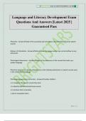 Language and Literacy Development Exam Questions And Answers &vert;Latest 2025 &vert; Guaranteed Pass