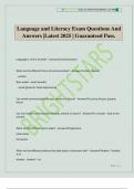 Language and Literacy Exam Questions And Answers &vert;Latest 2025 &vert; Guaranteed Pass&period;
