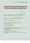 Language and Literacy Exam Questions And Answers &vert;Latest 2025 &vert; Guaranteed Pass&period;