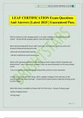 LEAF CERTIFICATION Exam Questions And Answers &vert;Latest 2025 &vert; Guaranteed Pass&period;