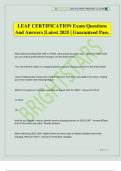 LEAF CERTIFICATION Exam Questions And Answers &vert;Latest 2025 &vert; Guaranteed Pass&period;