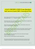 LEAF CERTIFICATION Exam Questions And Answers &vert;Latest 2025 &vert; Guaranteed Pass&period;