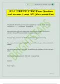 LEAF CERTIFICATION Exam Questions And Answers &vert;Latest 2025 &vert; Guaranteed Pass&period;