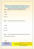 HOME CARE AIDE KNOWLEDGE TEST Questions  and Correct Detailed Answers &lpar;Verified Answers&rpar;  &vert;&vert;Already Graded A&plus;&vert;&vert;Newest Version