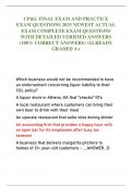 CP&L FINAL EXAM AND PRACTICE  EXAM QUESTIONS 2025 NEWEST ACTUAL  EXAM COMPLETE EXAM QUESTIONS  WITH DETAILED VERIFIED ANSWERS  &lpar;100&percnt; CORRECT ANSWERS&rpar; &sol;ALREADY  GRADED A&plus; 