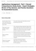 Agribusiness Management - Test 1 &sol; Newest Comprehensive Study Guide &ndash; Expert Strategies&comma; Review of Key Quizzes&comma; and Practice Questions for Guaranteed Success
