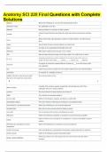 Anatomy SCI 220 Final Questions with Complete Solutions