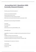 Accounting Unit 1 Exam Questions With Correctly Assured Answers