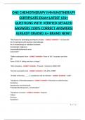 ONS CHEMOTHERAPY IMMUNOTHERAPY CERTIFICATE EXAM LATEST 150&plus; QUESTIONS WITH VERIFIED DETAILED ANSWERS &lpar;100&percnt; CORRECT ANSWERS&rpar; ALREADY GRADED A&plus; BRAND NEW&excl;&excl;