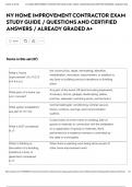 NY HOME IMPROVEMENT CONTRACTOR EXAM STUDY GUIDE &sol; QUESTIONS AND CERTIFIED ANSWERS &sol; ALREADY GRADED A&plus;