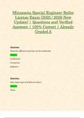 Minnesota Special Engineer Boiler License Exams &lpar;2025 &sol; 2026 New Updates&rpar; STUDY BUNDLE WITH COMPLETE SOLUTIONS &vert; Questions and Verified Answers &vert; 100&percnt; Correct &vert; Grade A