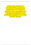TEST BANK&colon; PHYSICAL EXAMINATION & HEALTH ASSESSMENT 7TH EDITION &lpar;JARVIS &rpar; ALL CHAPTERS 1-31 COVERED QUESTIONS AND ANSWERS GRADED A&plus; LATEST UPDATE &vert;2025-26&vert;