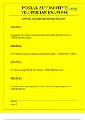 POSTAL AUTOMOTIVE TECHNICIAN EXAM 944 QUESTIONS AND ANSWERS 2025