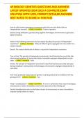AP BIOLOGY GENETICS QUESTIONS AND ANSWERS LATEST UPDATED 2024&sol;2025 A COMPLETE EXAM SOLUTION WITH 100&percnt; CORRECT DETAILED ANSWERS BEST RATED TO SCORE A&plus; FOR PASS
