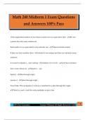 Math 240 Midterm 1 Exam Questions and Answers 100&percnt; Pass