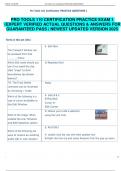 PRO TOOLS 110 CERTIFICATION PRACTICE EXAM 1  EXPERT VERIFIED ACTUAL QUESTIONS & ANSWERS FOR  GUARANTEED PASS &vert; NEWEST UPDATED VERSION 2025
