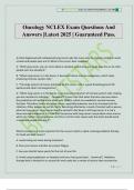 Oncology NCLEX Exam Questions And Answers &vert;Latest 2025 &vert; Guaranteed Pass&period;
