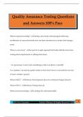 Quality Assurance Testing Questions and Answers 100&percnt; Pass