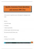 Quality Assurance Exam Questions and Answers 100&percnt; Pass