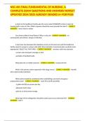 NSG 401 FINAL FUNDAMENTAL OF NURSING  A COMPLETE EXAM QUESTIONS AND ANSWERS NEWEST UPDATED 2024&sol;2025 ALREADY GRADED A&plus; FOR PASS