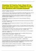 Chemistry 101 Final Ivy Tech&comma; Chem 101 ivy tech online &lpar;final review&rpar;&comma; CHEM 101 Final Ivy Tech Questions with Complete Solutions
