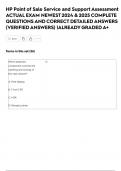 HP Point of Sale Service and Support Assessment ACTUAL EXAM NEWEST 2024 & 2025 COMPLETE QUESTIONS AND CORRECT DETAILED ANSWERS &lpar;VERIFIED ANSWERS&rpar; &vert;ALREADY GRADED A&plus;