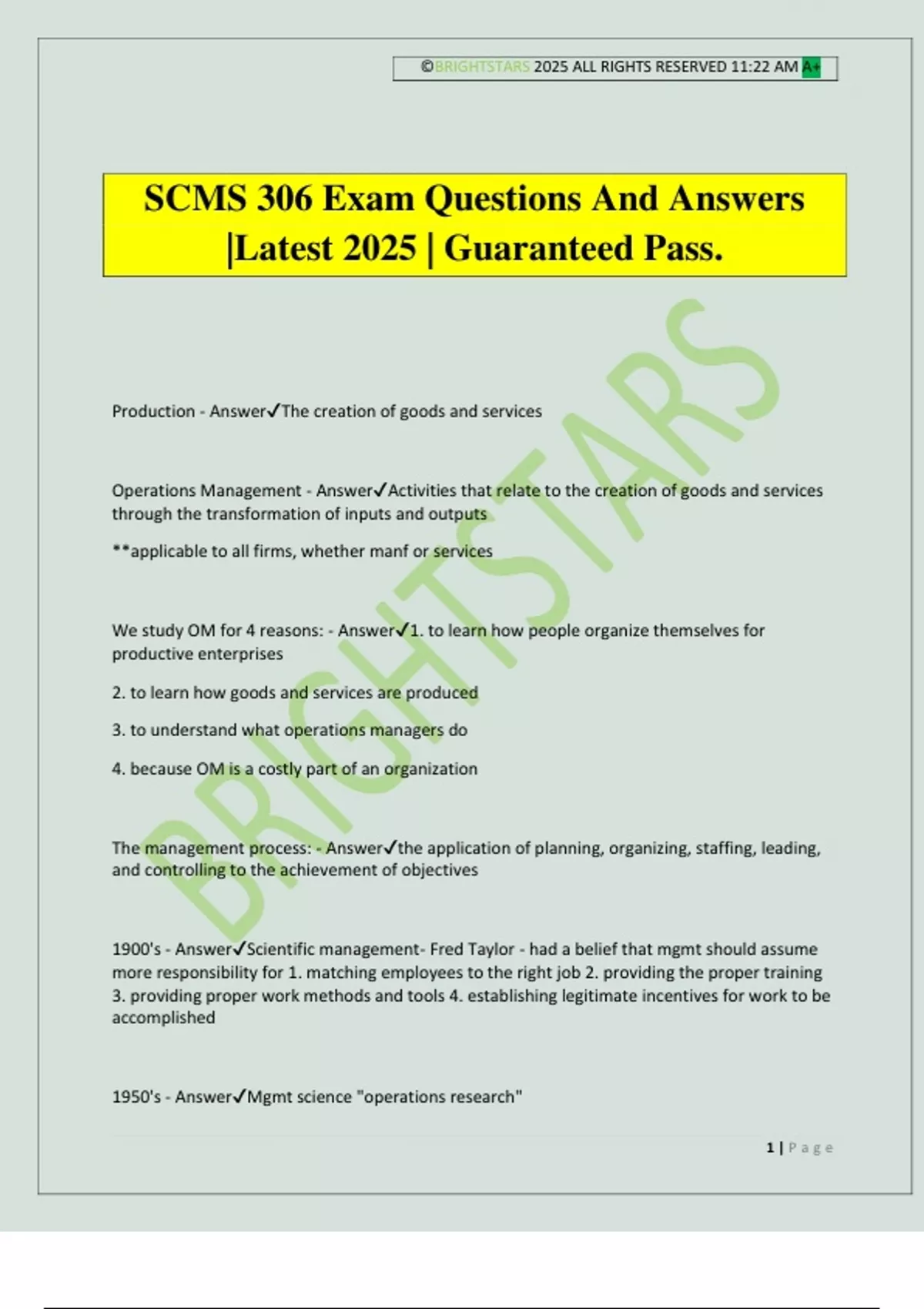 SCMS 306 Exam Questions And Answers |Latest 2025 | Guaranteed Pass ...
