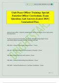 Utah Peace Officer Training&colon; Special Function Officer Curriculum&period; Exam Questions And Answers &vert;Latest 2025 &vert; Guaranteed Pass&period;