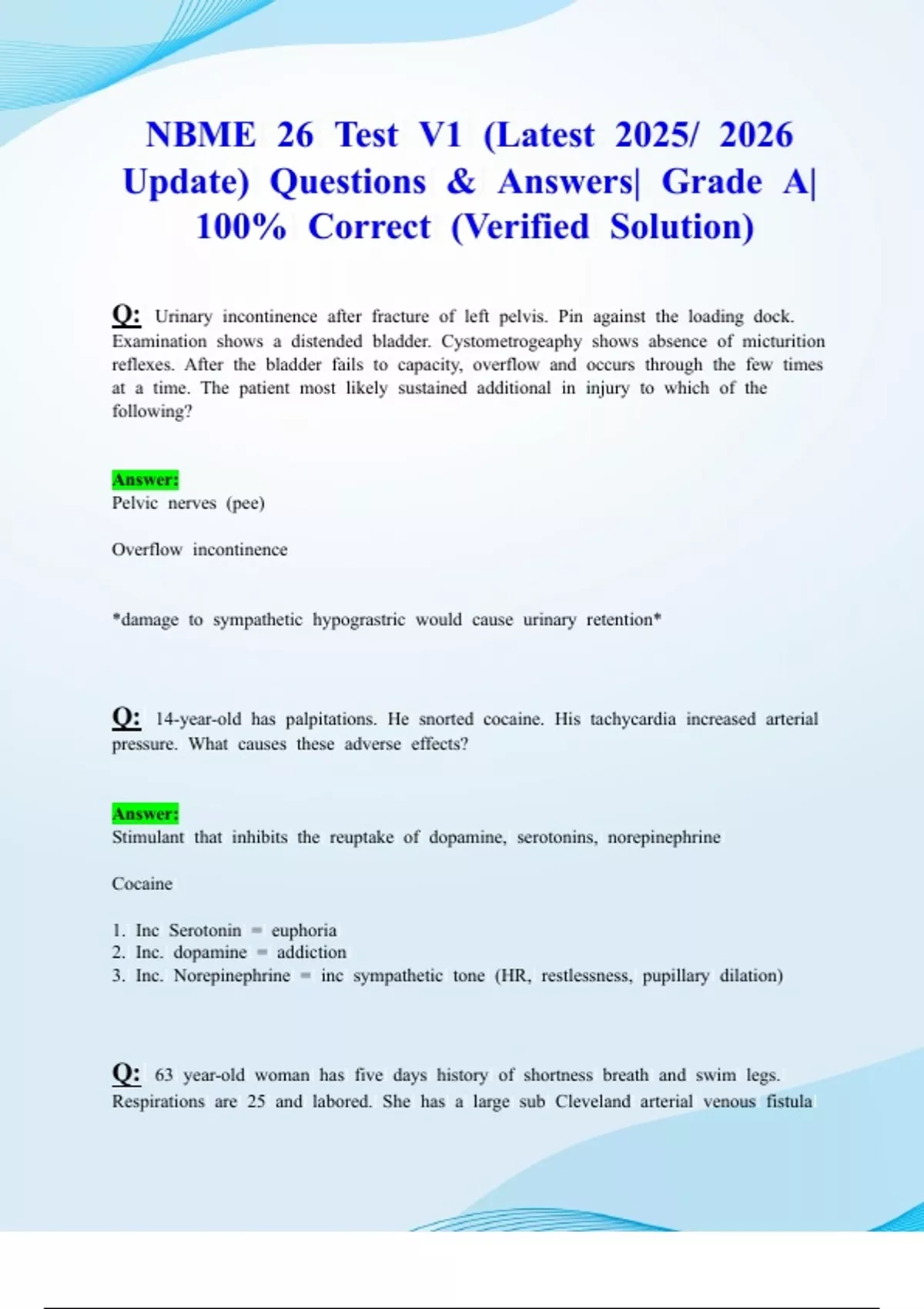 NBME 26 Test V1 (Latest 2025/ 2026 Update) Questions & Answers| Grade A ...