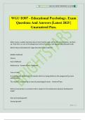 WGU D307 - Educational Psychology&period; Exam Questions And Answers &vert;Latest 2025 &vert; Guaranteed Pass&period;