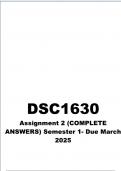 DSC1630 Assignment 2 &lpar;QUALITY ANSWERS&rpar; Semester 1 2025