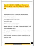 Gov Unit 2 2024&sol;2025 Exam Questions  and Verified Answers &vert; Already Graded  A&plus;