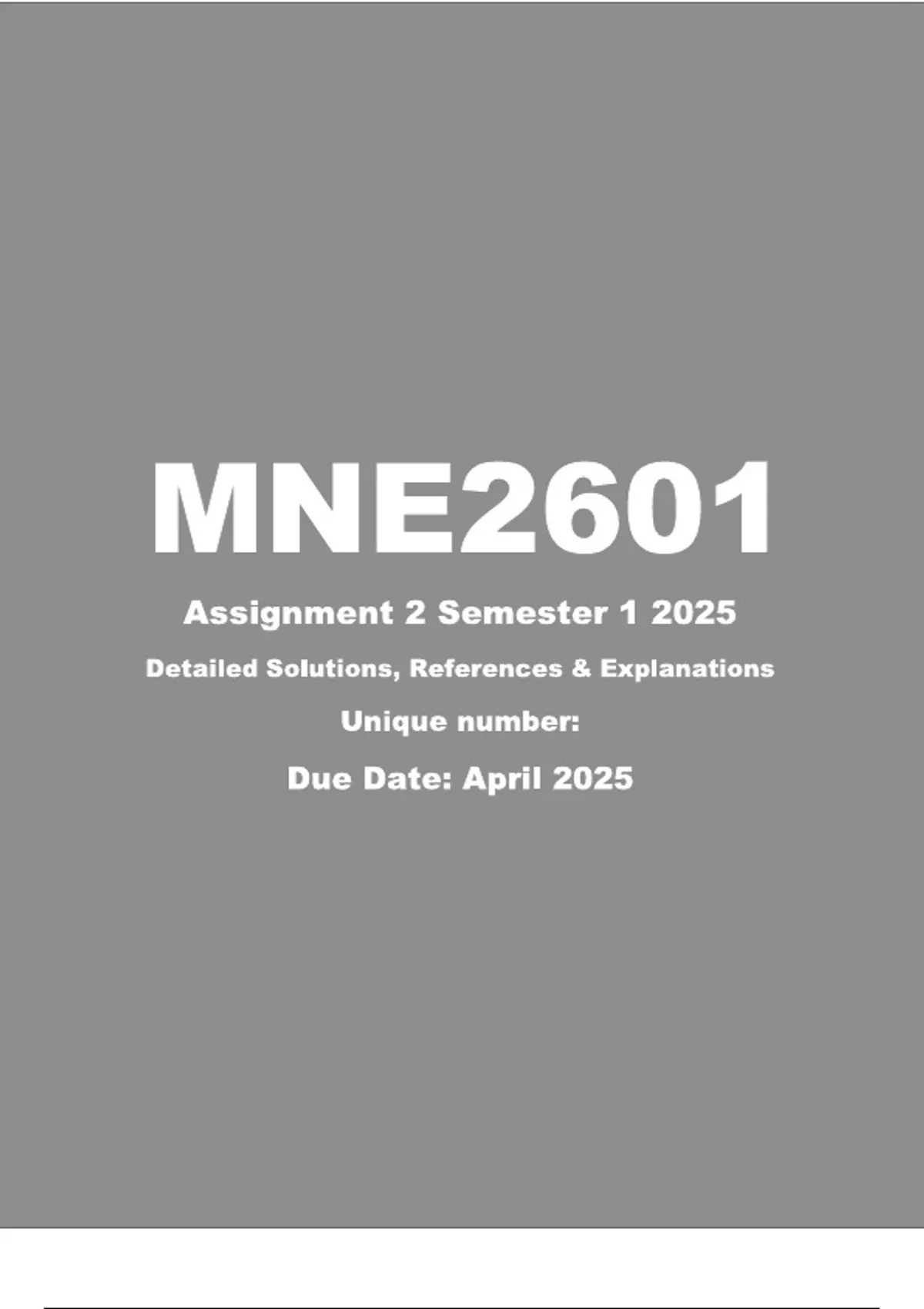 MNE2601 Assignment 2 | Semester 1 2025 - DUE April 2025 (Detailed ...